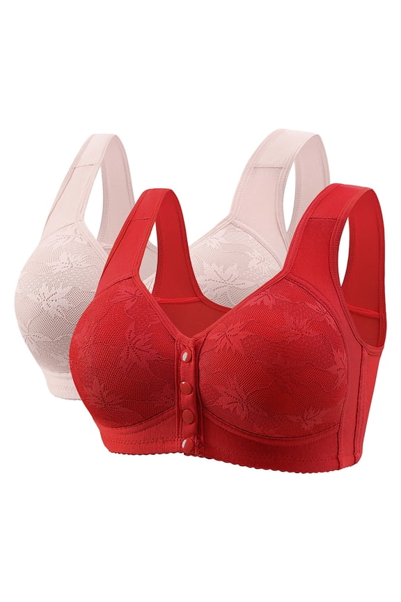 2025 Daisy Bras for Older Women Front Closure Bra Full Coverage Comfortable Bras No Underwire Plus Size Bra Gray 50