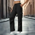 thumbnail image 1 of Nhthy Cargo Sweatpants for Women with Multiple Pockets Wide Leg Sweat Pants Winter Warm Fleece Lined Women's Pants Black M, 1 of 7