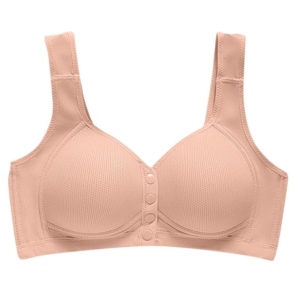 Nhthy Daisy Bras for Older Women Front Closure No Underwire Breathable Bras Comfy Full Coverage Push Up Cotton Ellymuse Bra Pink M