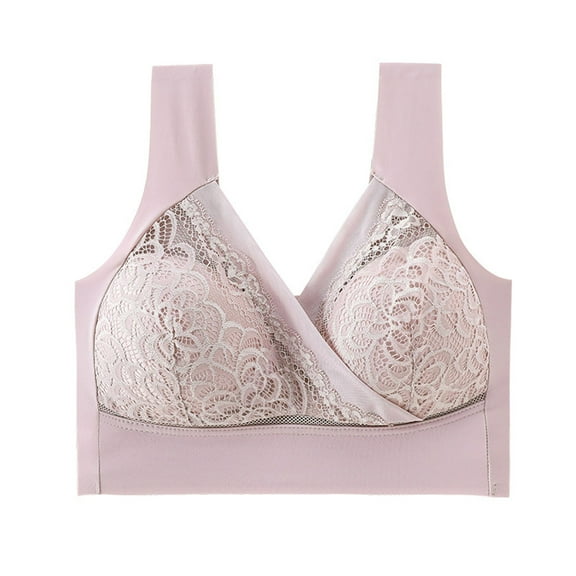 Nhthy Emboadlie Rosy Lift Bra, Emboadlie Lift Bra, Plus Size Comfort Extra Elastic Wireless Support Lace Bra Pink XXXXXL
