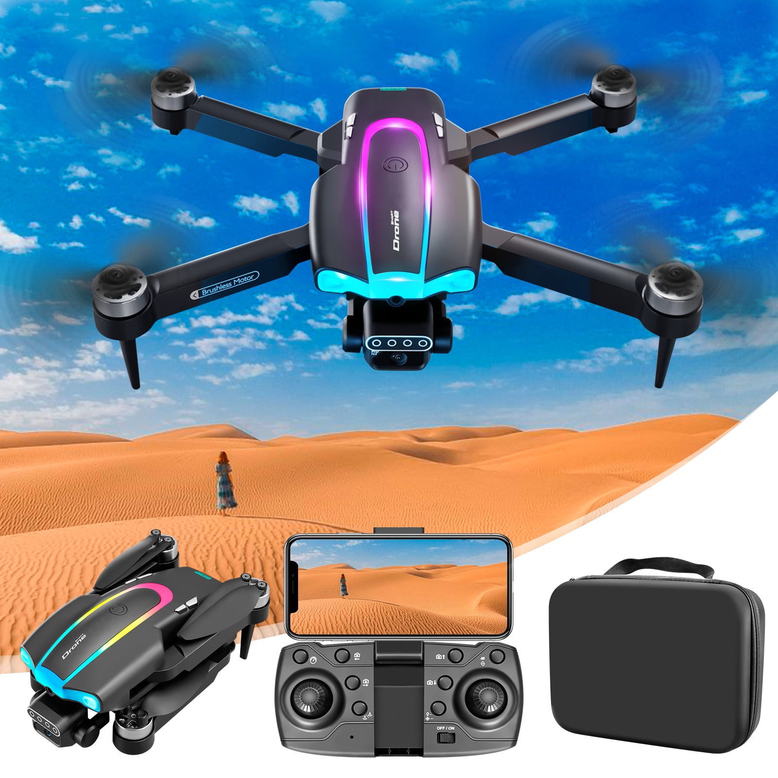 Nhthy FPV Drone with 4K Camera and Brushless Motor, 2.4G RC Quadcopter ...