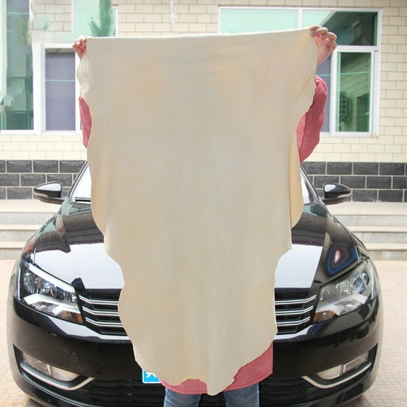 Nhthy Genuine Sheepskin Car Drying Towel, Premium Chamois Cloth for Auto Detailing, Soft Suede Cloth Car Wash Care Tool. White