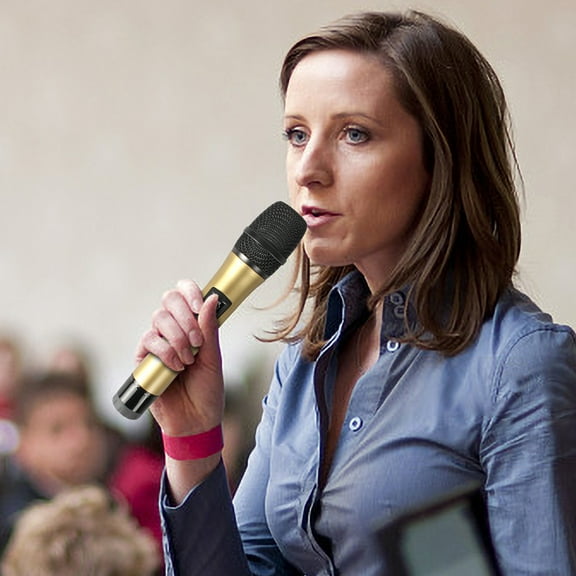 Nhthy LED Digital Display Wireless Mic, Home Karaoke, Outdoor Activities, Bluetooth Microphone for Audio TV Singing, Long Battery Life, Wireless Mic for KTV, Meetings, Performances, 50m Range. Gold