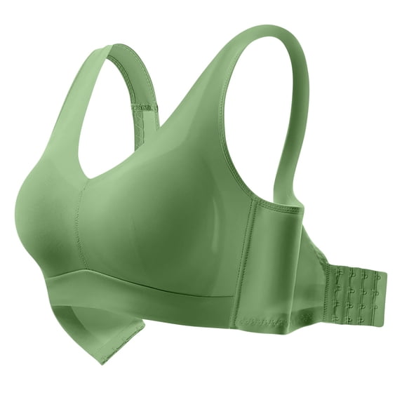 Nhthy Sports Bras for Women, Seamless Comfortable Yoga Bra with Removable Pads, Plus Size Bras for Women Wireless, Medium Green L