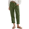 thumbnail image 1 of Nhthy Straight Leg Lightweight Solid Trousers for Women High Waisted Button Down Linen Pants with Pockets Green XXXXL, 1 of 6