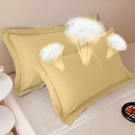 Nhthy Ultra Soft Microfiber Pillowcase Set of 2 with Envelope Closure, Breathable Cotton Pillowcase Covers for Ultimate Comfort, Soft and Cozy Polyester Pillowcases for a Good Night's Sleep. Yellow