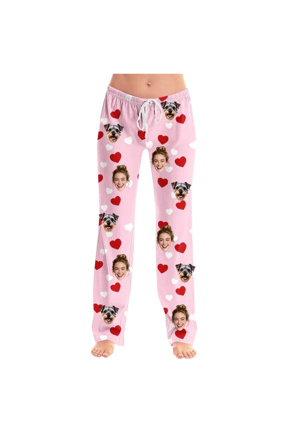 Unisex Custom Graphic Lounge Pants, Exclusive Valentine Pattern Print, Elastic Drawstring Waist, Loose Comfortable Home Casual Pants Pink S
