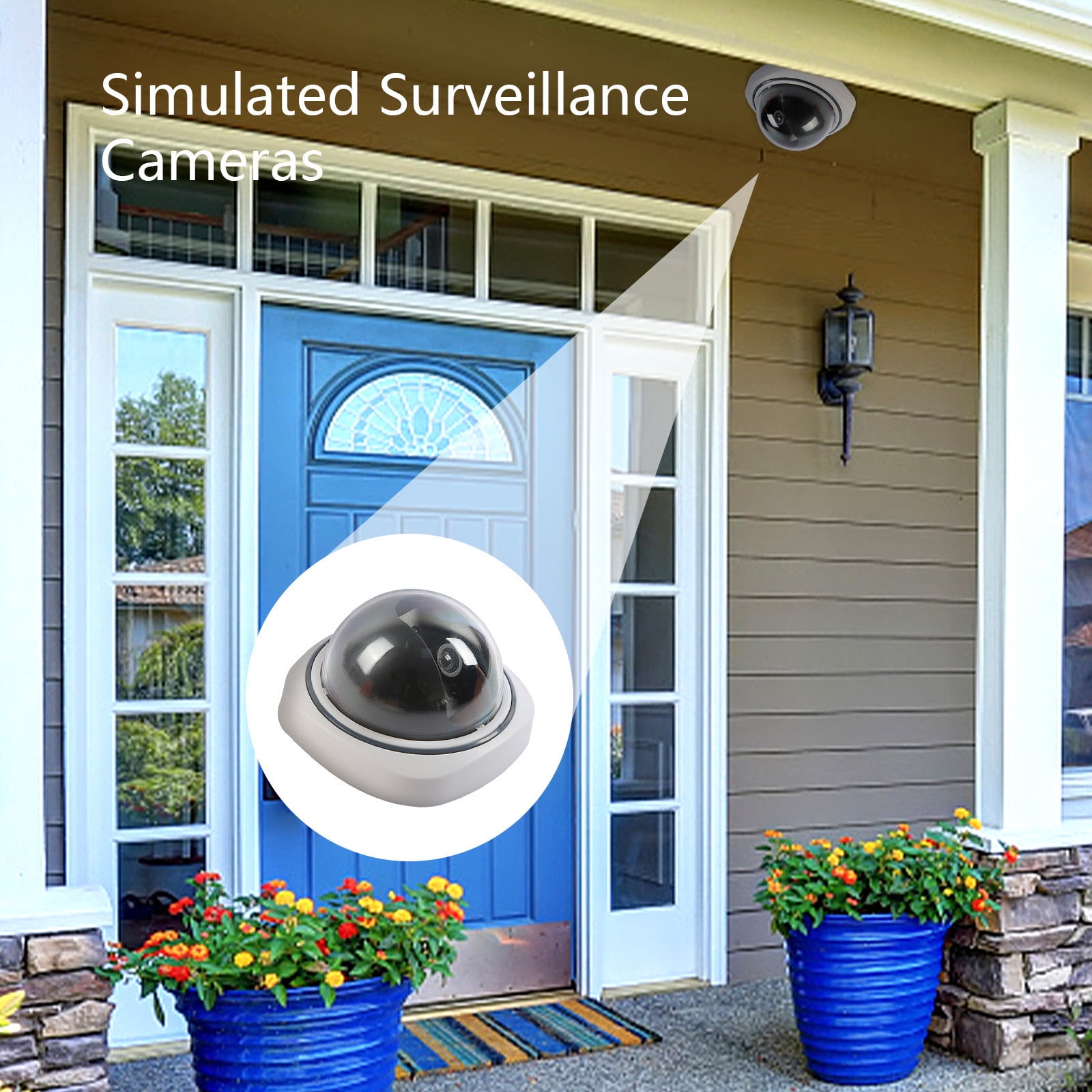 Nhthy White Hemisphere Fake Security Camera with Flashing Red LED