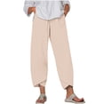 thumbnail image 1 of Nhthy Women Capri Pants Summer Loose Yoga Pants Comfy Workout Cropprd Pant Solid Color Lounge Capris with Pockets Plus Size Beige XL, 1 of 5