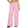 thumbnail image 1 of Nhthy Women's Extended Wide Leg Pants Fall Casual Loose Sweatpants Soft Comfortable Straight Pants with Ruffles Waist Pink L, 1 of 7