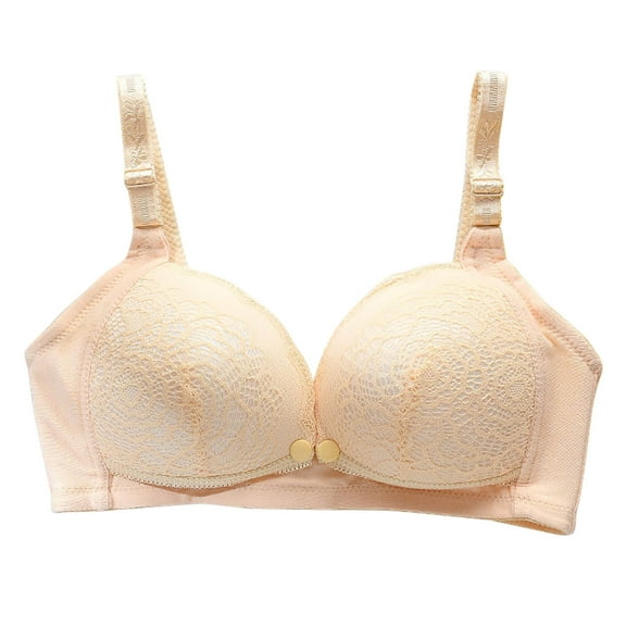 Nhthy Women's Front Closure Lace Bralettes Adjustable Straps Stretch Bra Push Up Liftup Comfort Breathable Everyday Bras Beige XXXL