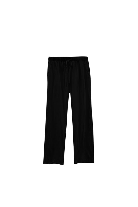 Women's Modal-Cotton Pajama Pants with Pockets & Drawstring - Lounge Pants for Sleeping Black L