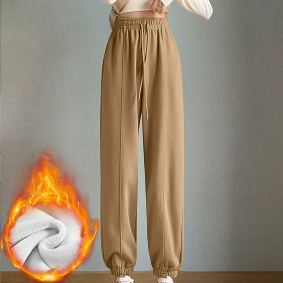 Nhthy Women's Skin-Friendly Elastic High Waisted Drawstring Wide Leg Fray Hem Sweatpants Yellow L