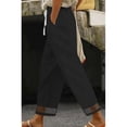 thumbnail image 1 of Nhthy Women's Summer Side Mesh Patchwork Linen Long Pants, Capri Length Harem Style Elastic Waist Trousers Black XL, 1 of 2