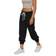 thumbnail image 1 of Nhthy Women's Summer Solid Cropped Joggers Elastic Waist Drawstring with Functional Pockets Black XXL, 1 of 5