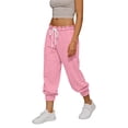 thumbnail image 1 of Nhthy Women's Summer Solid Cropped Joggers Elastic Waist Drawstring with Functional Pockets Pink M, 1 of 5