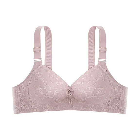 Nhthy Women's Summer Thin Cup No Underwire Gathered Underwear Striped Comfortable Wireless Teen Girls Sports Everyday Bra Purple M