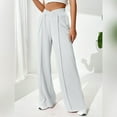 thumbnail image 1 of Nhthy Women's V Crossover Waist Sweatpants Baggy Wide Leg Sweat Pants Comfy Loose Fit Bootcut Long Length Lounge Pants White L, 1 of 7