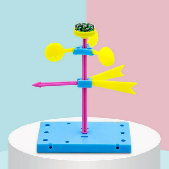 NhthyT Educational DIY Plastic Wind Vane & Anemometer Kit for Kids: High-Quality ABS Material, Ideal for Learning Physics Principles of Wind Direction & Speed Multicolor