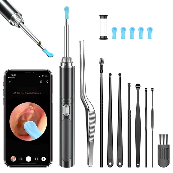 Ni-SHEN Ear Wax Removal Kit with 1080P HD Camera - Ear Cleaner Tool for iPhone & Android, Safe Earwax Remover with Light, 5 Ear Spoon,9-piece set of tools, one click direct connection