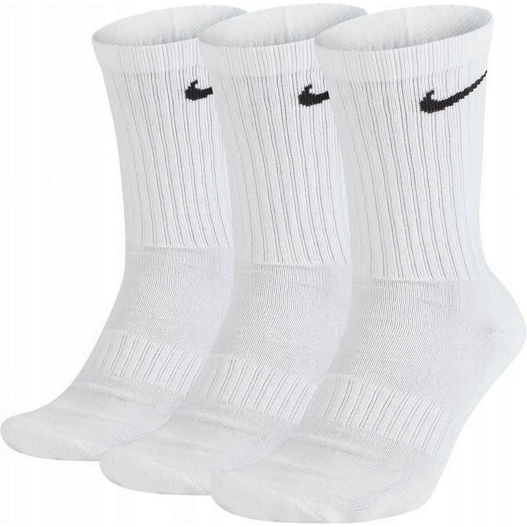Ni-ke Unisex Everyday Plus Cushion Crew Socks 3-Pair Pack L Size (Sock Size  8-12) (White) 