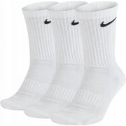 Ni-ke Unisex Everyday Plus Cushion Crew Socks 3-Pair Pack M size (shoe size 6-8) (White)