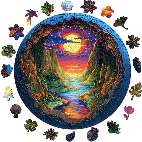 NiArt 200PCS Wooden Jigsaw Puzzle for Adults, 11.1" x 11.2" Finished Size with Precision Laser-Cut Pieces, Fun and Relaxing Puzzle for Stress Relief, Family Game Night, Creative Home Decor(Landscape)