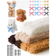 NiArt DIY Fluffy Pipe Cleaners Craft Kit, 39.4  Jumbo Coral Fleece Pipe Cleaners, 48 PCS Plush Chenille Stems Set with Eyes Noses and Bows, Easy to Shape for Animal Crafts and Creative DIY Projects