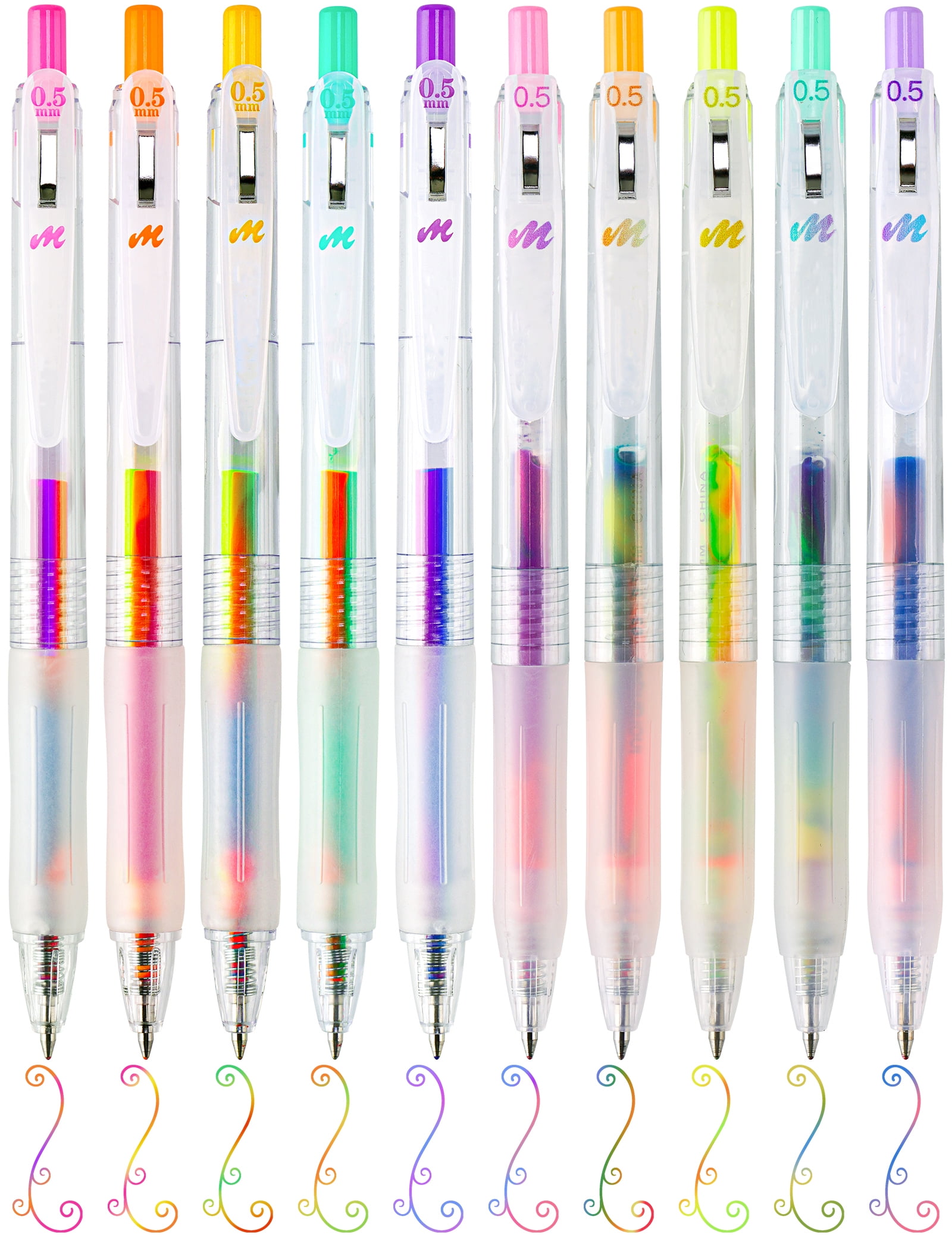 10pcs Multi Color Gel Pens Set Micron Tip Quick Dry Ink Marker Liner  Highlighter Drawing