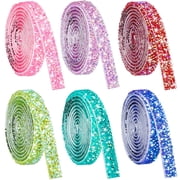NiArt Self Adhesive Crystal Rhinestone Diamond Ribbon 6 Rolls, 0.39" Wide Total 6 Yards Multi-Functional DIY Decorative Bling Gemstone Arts Crafts Sticker Tapes Glitter Shoes Clothes 6 Candy Colors