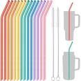 thumbnail image 1 of NiHome 14PCS Bent Silicone Straws Compatible with Stanley 40oz 30oz Tumbler, 14" Extra Long Reusable Drinking Straw, Can Cut Length for 1/Half Gallon 75 64 OZ Large Water Bottle, 2 Brushes (Morandi), 1 of 9