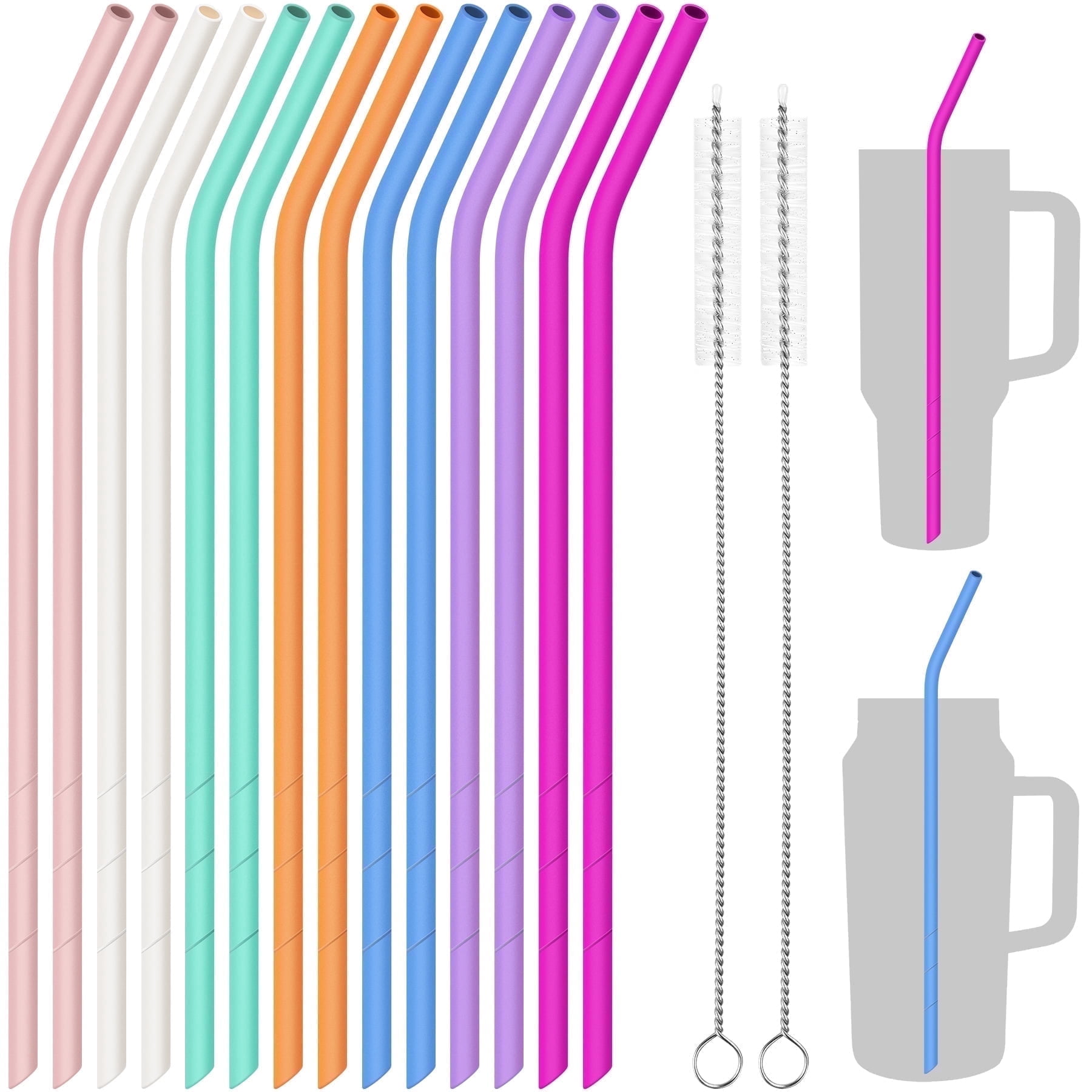 NiHome Silicone Straws for Stanley 40oz 30oz Tumblers, 14‚Äù Extra Long ...