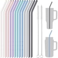 thumbnail image 1 of NiHome 14PCS Silicone Straws Fits for Stanley 40oz 30oz Tumbler, 14" Extra Long Reusable Drinking Straw,Straws Can Cut Length for 1/Half Gallon 64OZ Large Water Bottle-2 Cleaning Brushes(Macaron), 1 of 8