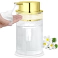 thumbnail image 1 of NiHome 14oz Multifunctional Glass Foaming Hand Soap Dispenser with Elegant Stripe Pattern, High-Capacity Easy to Refill for Home & Commercial Use, Advanced Foam Pump & Non-Slip Base (Gold), 1 of 7