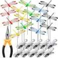 thumbnail image 1 of NiHome 15PCS Decorative Dragonfly Clips Decor for Garden, 9.8" Long Multicolor Waterproof Outdoor & Indoor Use, Versatile Clip-On Plant Decoration & Fly Deterrent, Includes Pliers for Easy Attachment, 1 of 7