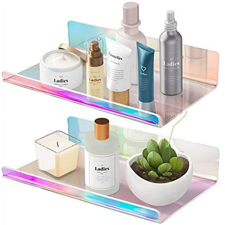 NiHome 2-Pack Medium Iridescent Acrylic Floating Shelves with Edge