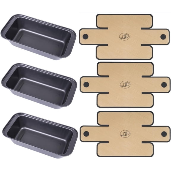 NiHome 3-Piece Carbon Steel Pan Liners for Loaf Reusable Non-Stick Bread Baking Liners for 8.5x4.5 Inch Loaf Pans