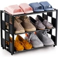 thumbnail image 1 of NiHome 3-Tier Shoe Rack Multifunctional Organizer, Stackable Adjustable Lightweight Metal Space Saving, Free Standing for Closet Hallway Entryway Living Room Bedroom (Black), 1 of 6