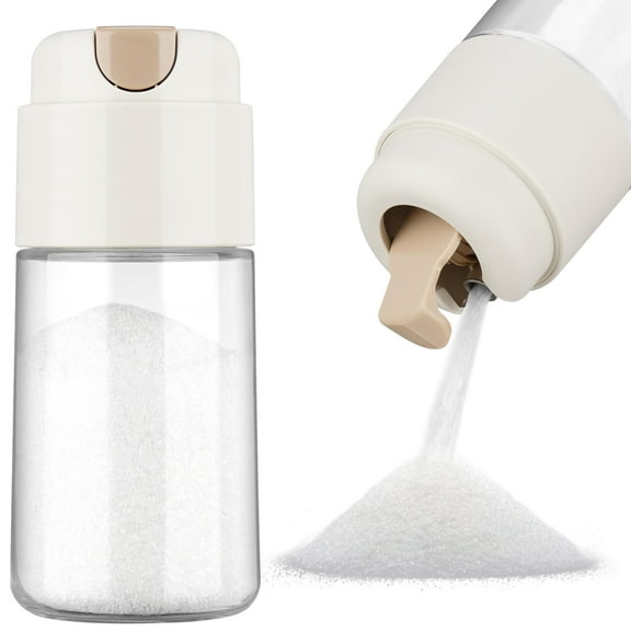 NiHome 10 OZ Sugar Dispenser with Automatic Pouring Switch for Home, Kitchen, Coffee Station, Glass Jar for Sugar, Coffee Creamer, Salt, Food-Grade Glass with Anti-Slip Ribbed Design