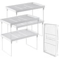 thumbnail image 1 of NiHome 4Pack Stackable Plastic Kitchen Storage Shelf Foldable Rack, White Kitchen Cabinet Organizer and Storage Shelves Stackable Expandable Storage Racks for Counter Cabinet Pantry, 1 of 8