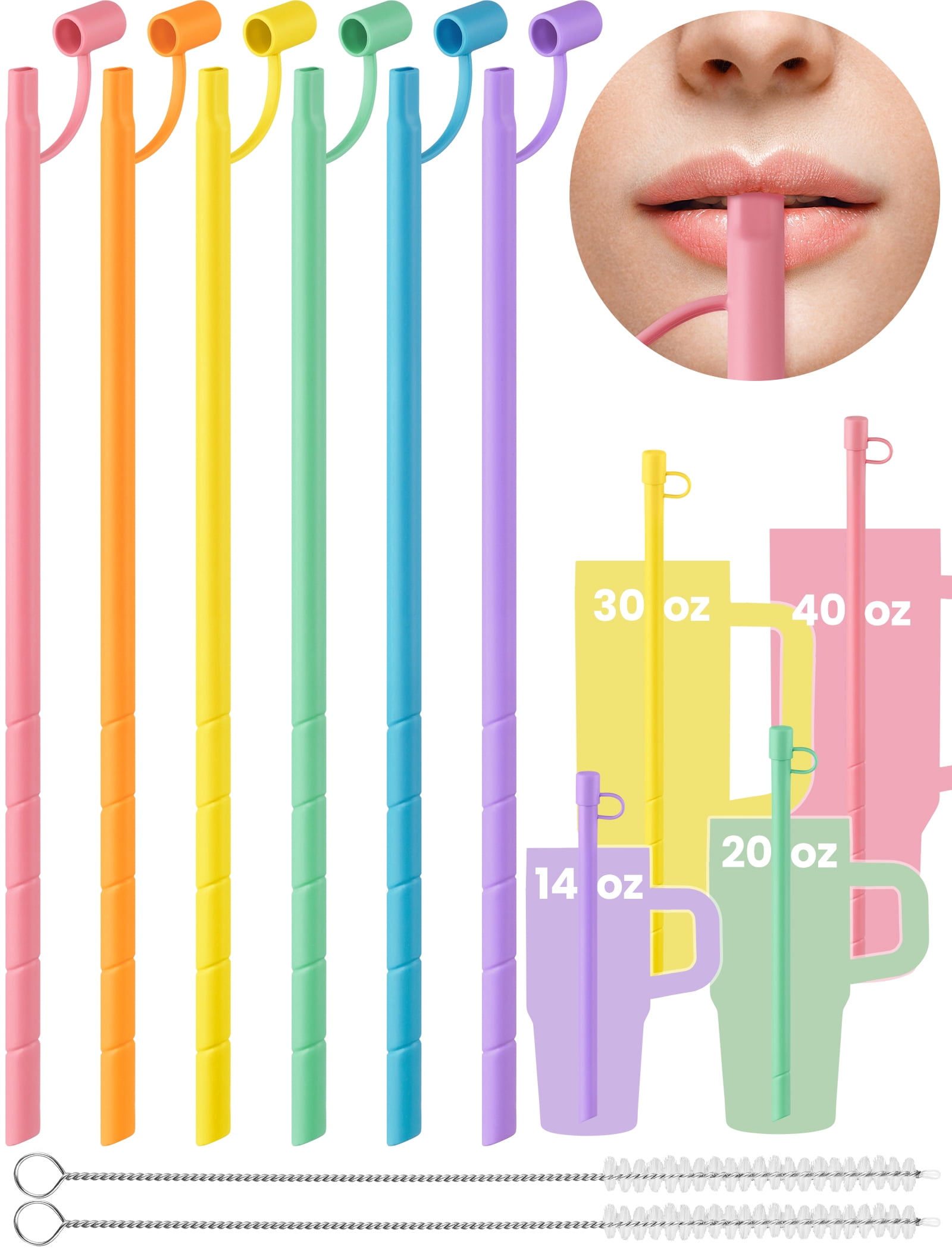 NiHome 6PCS Reusable Anti-Wrinkle Straw Set Fit for Stanley Tumblers ...