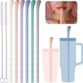 thumbnail image 1 of NiHome 6PCS Silicone Anti-Wrinkle Straws Fit for Stanley 40oz 30oz Tumblers w/Brushes, Customizable Length Wrinkle Free Straws for Various Cups, No Wrinkle Reusable Drinking Straws for Lip (Macaron), 1 of 7