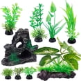 thumbnail image 1 of NiHome 9PCS Realistic Aquarium Artificial Plant Decoration Set, Weighted Base Driftwood, Rock Mountain & Aquatic Plants, Non-Fading Aquascape Greenery Ornaments for Freshwater or Saltwater Fish Tanks, 1 of 7