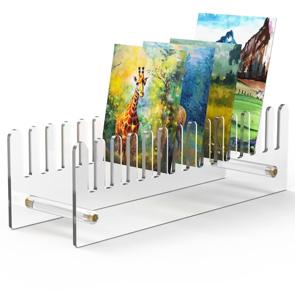 NiHome 1PC Acrylic Display Stand for Greeting Cards, DIY Crafts, Ziploc Bag Drying, Durable & Stylish Multi-Purpose Rack for Retail or Home Use, Easy to Assemble & Space-Saving Design (Clear)