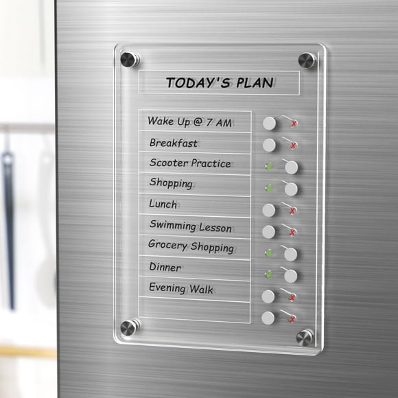 NiHome Acrylic Magnetic to Do List Planning Board with Sliders & Desktop Stand, Chore Chart for Adults, Checklist Routine Chart Task Board for Fridge & Desk, for Magnetic Metal Surfaces Only
