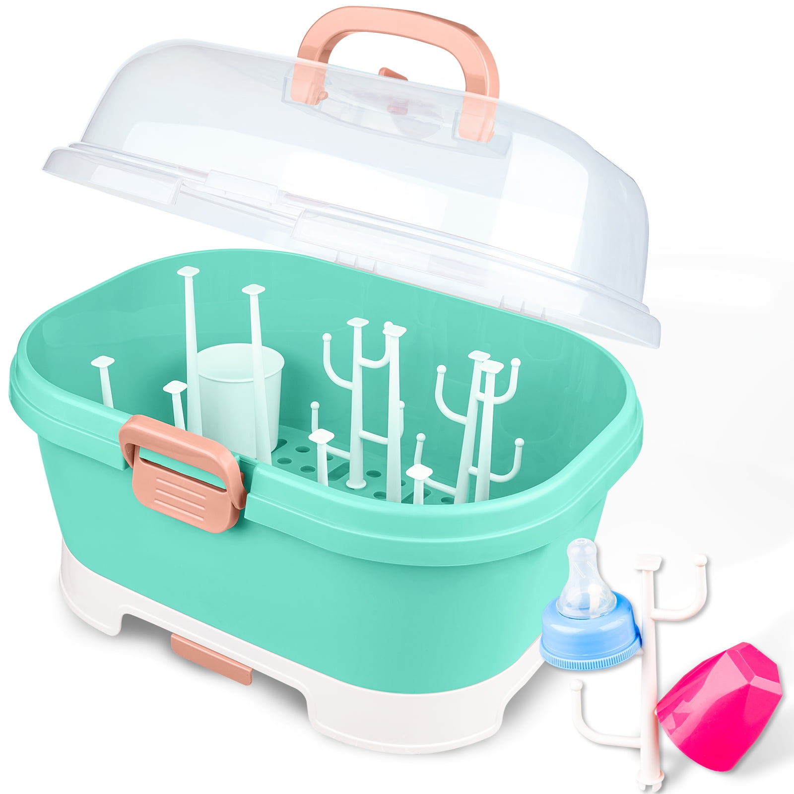 Toyvian Baby Bottle Drying Rack 1Pc Baby Bottle Drying Box Nursing Cutlery  Box Container with Cover Easy- Carry Handle Holder for Bottles Cups Home  Kitchen