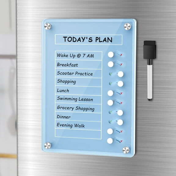 NiHome Acrylic Magnetic To Do List Planning Board with Sliders & Desktop Stand, Adults Chore Chart, Checklist Routine Chart Task Board for Fridge & Desk, For Magnetic Metal Surfaces Only(Blue)