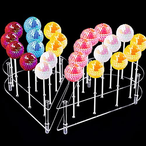 NiHome Cake Pop Stand Non Sticking Out, 24 Holes Acrylic Cake Pop Holder, Lollipop Cakepopsical