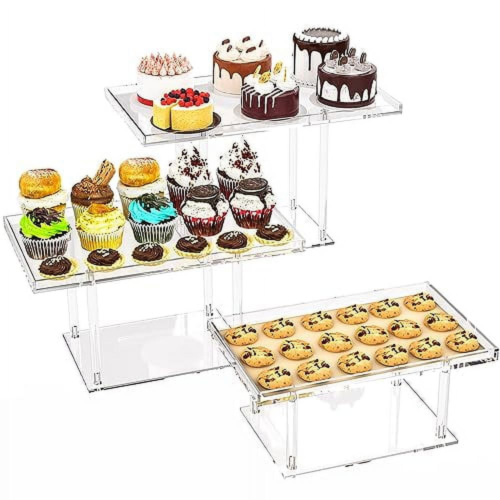 NiHome Clear Acrylic Cupcake Display Dessert Stand 3Pack Reusable