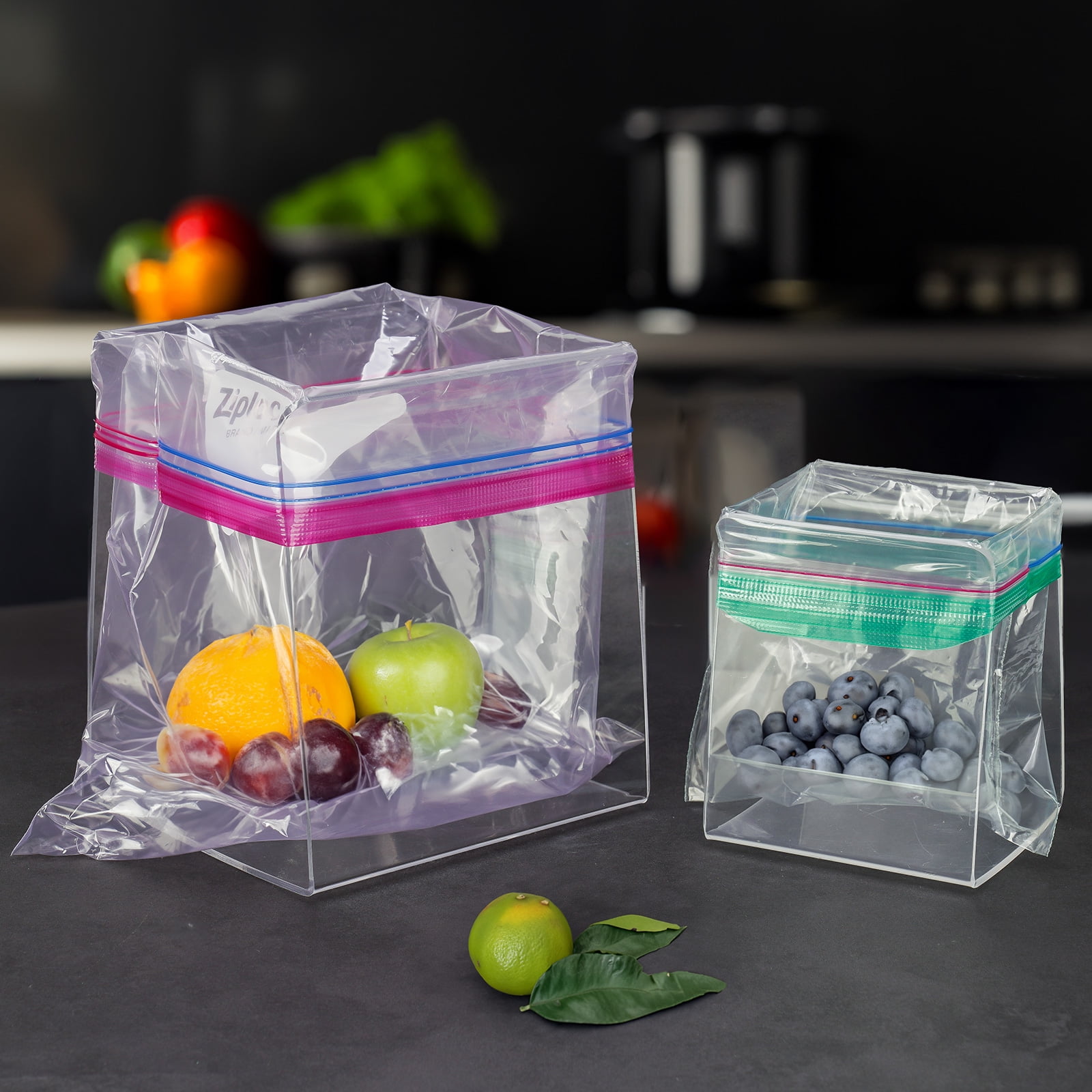 NiHome Clear Acrylic Ziplock Bag Holder 2PCS Large & Small for All Bag Sizes, Stable Wide Base Food Bagging Tool, No-Spill Design for Both Solid & Liquid Foods, Durable for Home & Commercial Kitchens